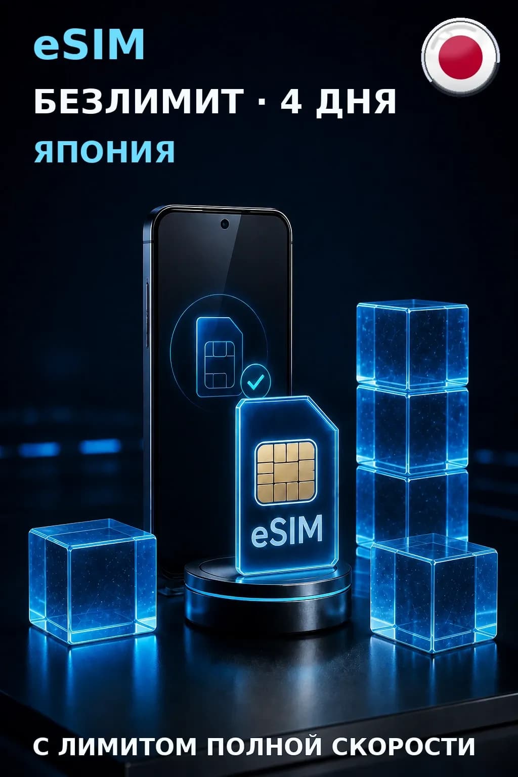 eSIM Япония — БЕЗЛИМИТ, 4 дня — интернет
