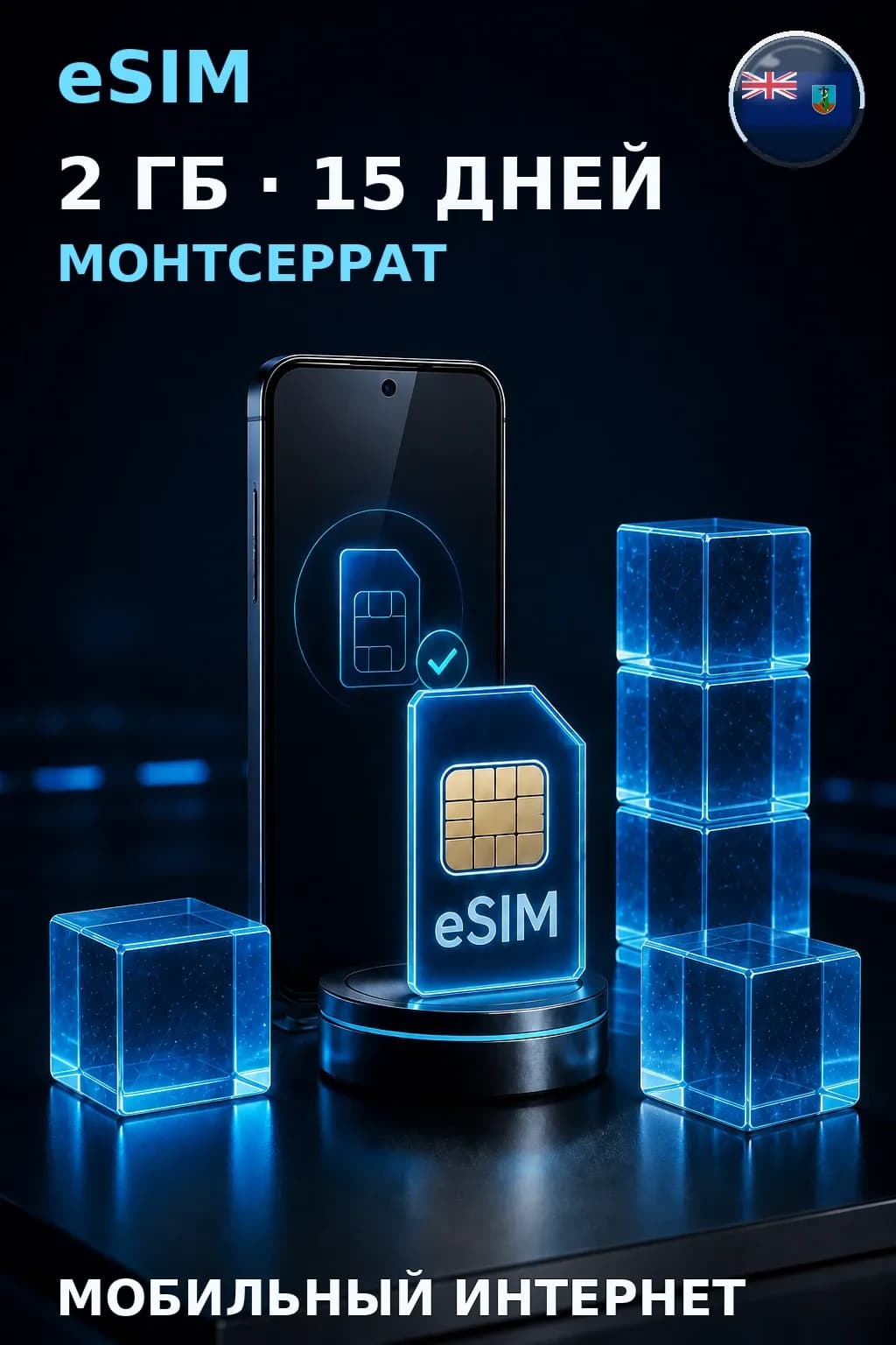 eSIM Монтсеррат — 2 ГБ, 15 дней — интернет