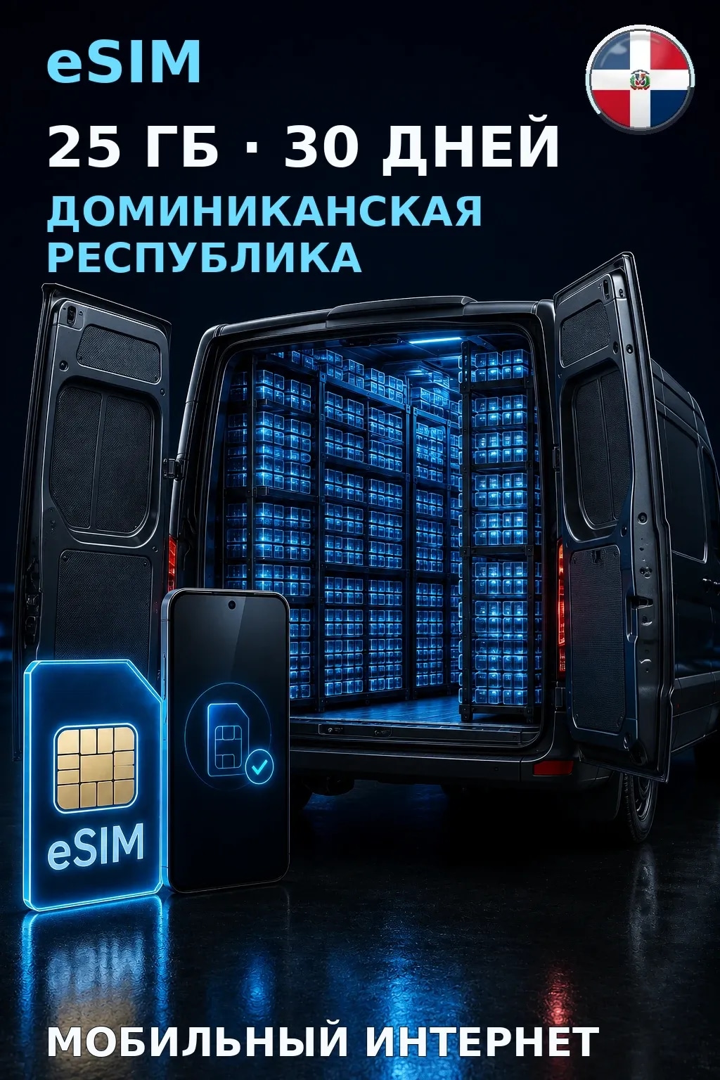 eSIM Доминиканская Республика — 25 ГБ, 30 дней — интернет