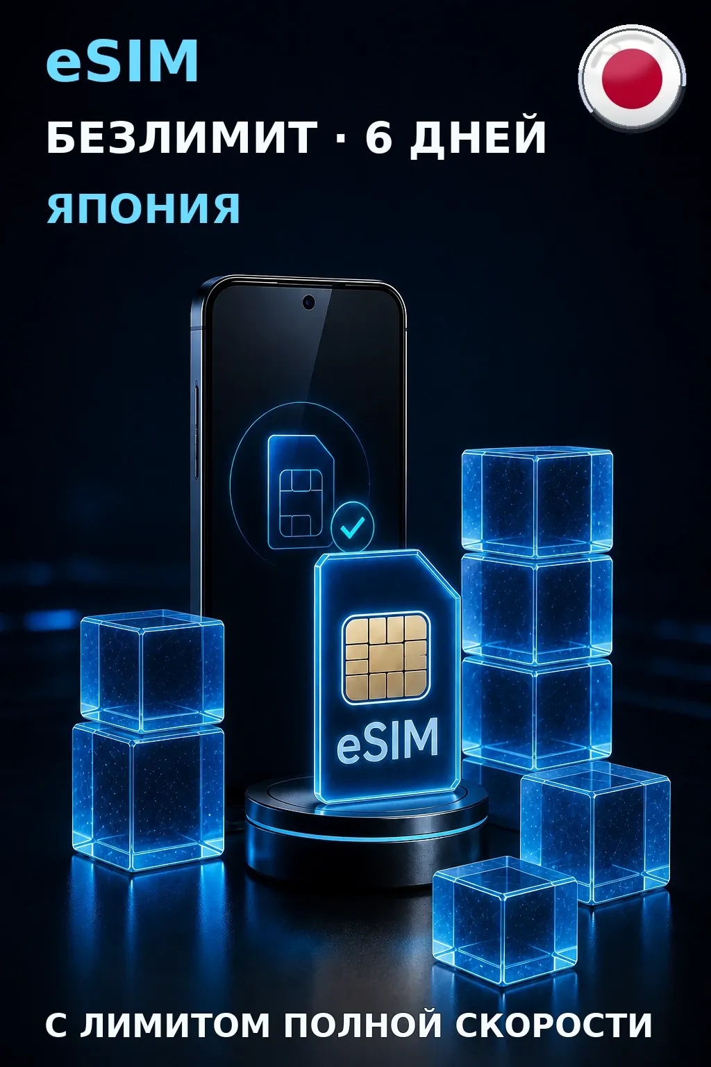 eSIM Япония — БЕЗЛИМИТ, 6 дней — интернет