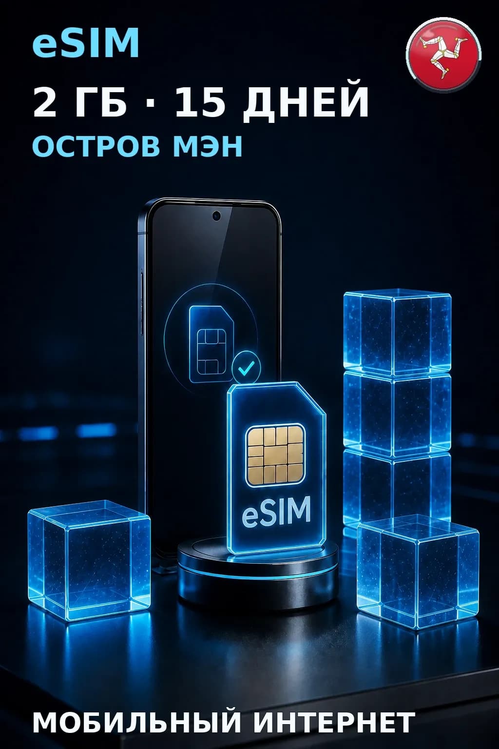 eSIM Остров Мэн — 2 ГБ, 15 дней — интернет