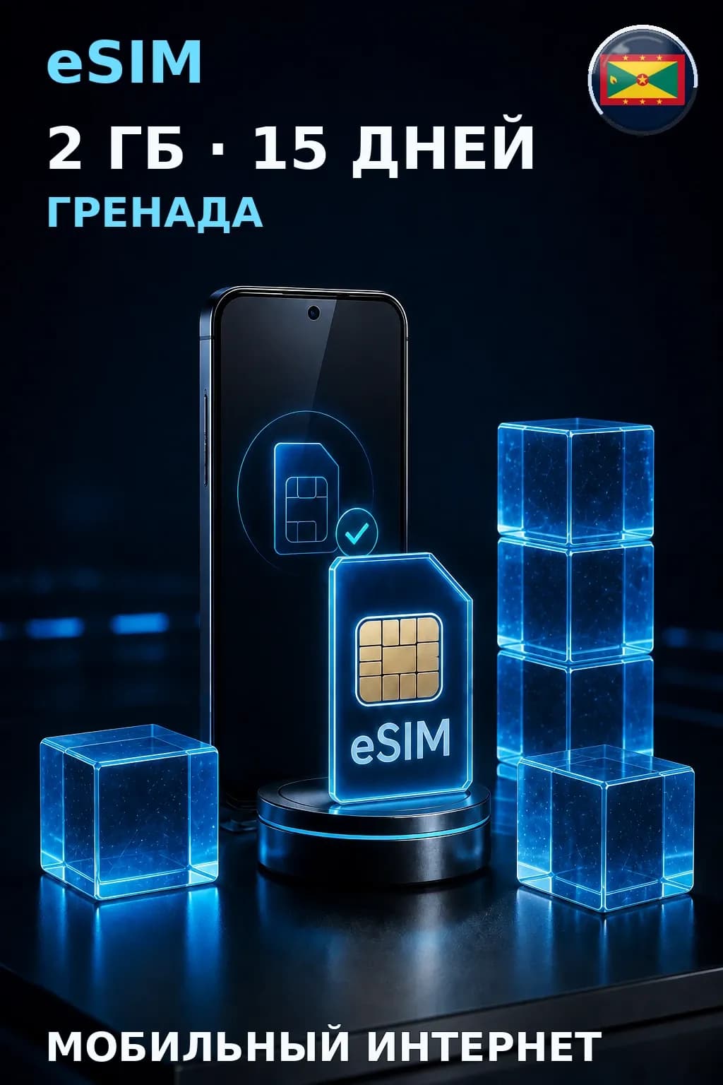 eSIM Гренада — 2 ГБ, 15 дней — интернет