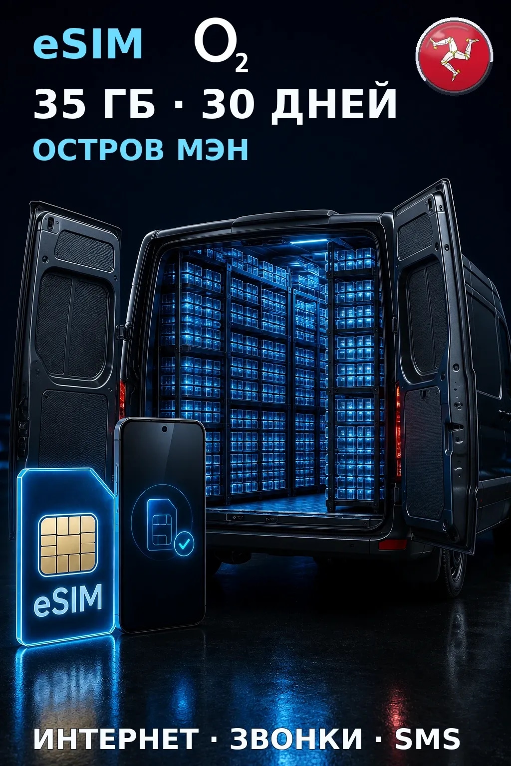eSIM Остров Мэн — 35 ГБ, 30 дней — интернет, звонки и SMS
